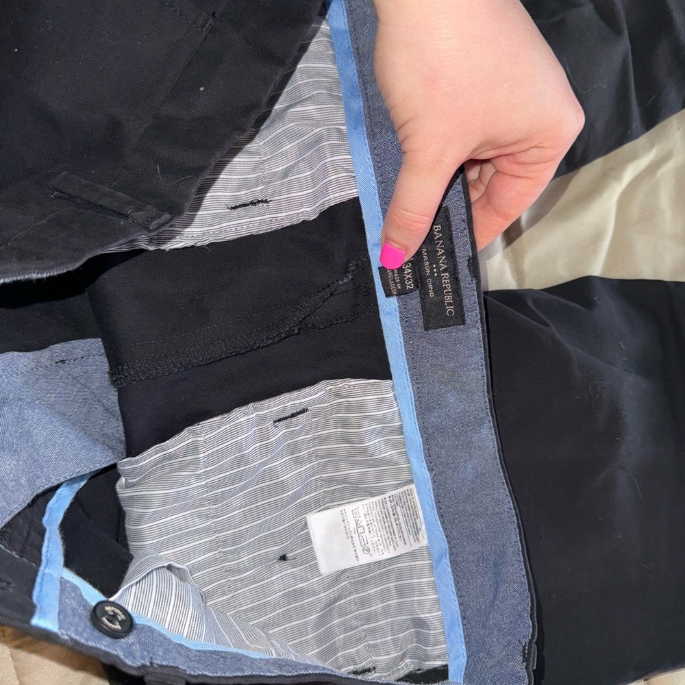 Banana Republic Black Pants with Light Blue Trim